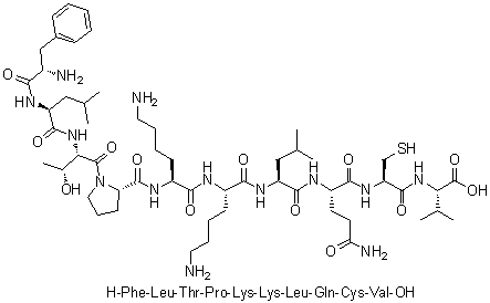 CAS 登录号：160215-60-1, L-苯丙氨酰-L-亮氨酰-L-苏氨酰-L-脯氨酰-L-赖氨酰-L-赖氨酰-L-亮氨酰-L-谷氨酰胺酰-L-半胱氨酰-L-缬氨酸