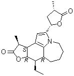 CAS # 160333-27-7, Bisdehydroneotuberostemonine, [2(2S,4S),10alpha,11alpha]-1,2,12,13-Tetradehydro-2-(tetrahydro-4-methyl-5-oxo-2-furanyl)stenine