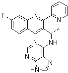 structure of CAS# 1608125-21-8, (alphaS)-7-氟-alpha-甲基-N-9H-嘌呤-6-基-2-(2-吡啶基)-3-喹啉甲胺