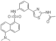 structure of CAS# 1609402-14-3, N-[4-[3-[[[5-(二甲基氨基)-1-萘基]磺酰基]氨基]苯基]-2-噻唑基]乙酰胺