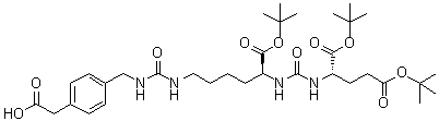 structure of CAS# 1610413-97-2, 2-(4-((9S,13S)-9,13-双(叔丁氧羰基)-18,18-二甲基-3,11,16-三氧代-17-氧杂-2,4,10,12-四氮杂十九烷基)苯基)乙酸