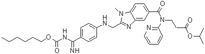 CAS # 1610758-19-4, N-[[2-[[[4-[[[(Hexyloxy)carbonyl]amino]iminomethyl]phenyl]amino]methyl]-1-methyl-1H-benzimidazol-5-yl]carbonyl]-N-2-pyridinyl-beta-alanine 1-methylethyl ester