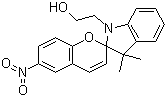 CAS # 16111-07-2, 3',3'-Dimethyl-6-nitro-spiro[2H-1-benzopyran-2,2'-indoline]-1'-ethanol, 3',3'-Dimethyl-1'-(beta-hydroxyethyl)-6-nitrospiro[2H-1-benzopyran-2,2'-indoline]