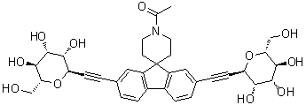 structure of CAS# 1616113-45-1, 8,8'-(1'-乙酰基螺[9H-芴-9,4'-哌啶]-2,7-二基)二[2,6-脱水-7,8-二脱氧-D-甘油型-D-甘露-辛-7-炔糖醇]