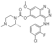 structure of CAS# 1626387-80-1, (2R)-2,4-二甲基-1-哌嗪羧酸 4-[(3-氯-2-氟苯基)氨基]-7-甲氧基-6-喹唑啉基酯