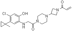 structure of CAS# 1629268-00-3, 1-[3-[4-[2-[[4-Chloro-2-hydroxy-5-(1-methylcyclopropyl)phenyl]amino]acetyl]-1-piperazinyl]-1-azetidinyl]-2-propen-1-one