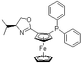 structure of CAS# 163169-10-6, (2R)-1-[(4S)-4,5-二氢-4-(1-甲基乙基)-2-恶唑基]-2-(二苯基膦基)二茂铁