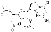 structure of CAS# 16321-99-6, 2-氨基-6-氯-9-(2',3',5'-三-O-乙酰基-beta-D-呋喃核糖基)嘌呤