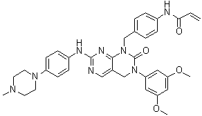 structure of CAS# 1633044-56-0, N-[4-[[3-(3,5-二甲氧基苯基)-3,4-二氢-7-[[4-(4-甲基-1-哌嗪基)苯基]氨基]-2-氧代嘧啶并[4,5-d]嘧啶-1(2H)-基]甲基]苯基]-2-丙烯酰胺