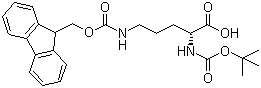 structure of CAS# 163336-15-0, N-叔丁氧羰基-(N'-芴甲氧羰基)-D-鸟氨酸