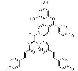 structure of CAS# 163434-73-9, 山柰酚 3-O-alpha-L-[2,4-二-(E)-对香豆酰]吡喃鼠李糖苷