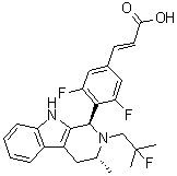 structure of CAS# 1639042-08-2, (E)-3-[3,5-二氟-4-[(1R,3R)-2-(2-氟-2-甲基丙基)-3-甲基-2,3,4,9-四氢-1H-吡啶并[3,4-b]吲哚-1-基]苯基]丙烯酸