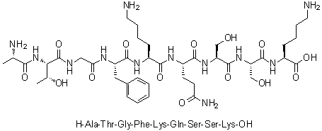 CAS # 164031-31-6, L-Alanyl-L-threonylglycyl-L-phenylalanyl-L-lysyl-L-glutaminyl-L-seryl-L-seryl-L-lysine