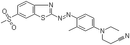 CAS 登录号：16588-67-3, 分散红 88, 3-[乙基[3-甲基-4-[(6-甲磺酰-2-苯并噻唑基)偶氮]苯基]氨基]丙腈