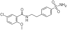 CAS 登录号：16673-34-0, 4-[2-(5-氯-2-甲氧基苯甲酰氨基)乙基]苯磺酰胺