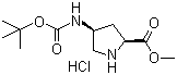 structure of CAS# 168263-82-9, (2S,4S)-4-叔丁氧基羰基氨基吡咯烷-2-羧酸甲酯盐酸盐