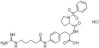 structure of CAS# 1689542-67-3, 1-(苯磺酰基)-L-脯氨酰-4-[[5-[(氨基亚胺甲基)氨基]-1-氧代戊基]氨基]-L-苯丙氨酸盐酸盐(1:1)