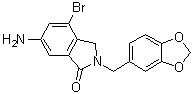 structure of CAS# 169043-96-3, 6-氨基-2-(1,3-苯并二氧杂环戊烯-5-基甲基)-4-溴-2,3-二氢-1H-异吲哚-1-酮