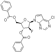 structure of CAS# 169516-55-6, 4-氯-7-(3,5-二-O-苯甲酰基-2-脱氧-2-氟-beta-D-阿拉伯呋喃糖基)-7H-吡咯并[2,3-d]嘧啶