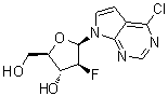 structure of CAS# 169516-60-3, 4-氯-7-(2-脱氧-2-氟-beta-D-阿拉伯呋喃糖基)-7H-吡咯并[2,3-d]嘧啶