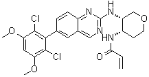 structure of CAS# 1707289-21-1, N-[(3S,4S)-3-[[6-(2,6-二氯-3,5-二甲氧基苯基)-2-喹唑啉基]氨基]四氢-2H-吡喃-4-基]-2-丙烯酰胺