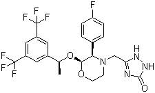 CAS 登录号：170729-80-3 (221350-96-5), mk 0869, 阿瑞匹坦, 5-[2(R)-[1(R)-[3,5-二(三氟甲基)苯基]乙氧基]-3(S)-(4-氟苯基)吗啉-4-基甲基]-3,4-二氢-2H-1,2,4-三唑-3-酮