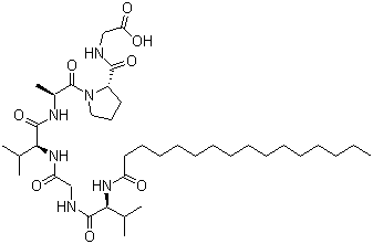 structure of CAS# 171263-26-6, N-(1-氧代十六烷基)-L-缬氨酰甘氨酰-L-缬氨酰-L-丙氨酰-L-脯氨酰甘氨酸