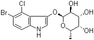 structure of CAS# 171869-92-4, 5-溴-4-氯-1H-吲哚-3-基 6-脱氧-alpha-L-吡喃半乳糖苷