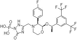 CAS 登录号：172673-20-0, 福沙吡坦, [3-[[(2R,3S)-2-[(1R)-1-[3,5-双(三氟甲基)苯基]乙氧基]-3-(4-氟苯基)-4-吗啉基]甲基]-2,5-二氢-5-氧代-1H-1,2,4-三唑-1-基]膦酸