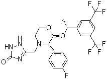 structure of CAS# 172822-28-5, [2S-[2alpha(S*),3beta]]-5-[[2-[1-[3,5-二(三氟甲基)苯基]乙氧基]-3-(4-氟苯基)-4-吗啉基]甲基]-1,2-二氢-3H-1,2,4-三唑-3-酮