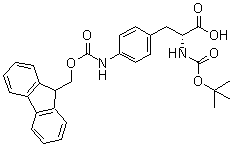 structure of CAS# 173054-11-0, N-[叔丁氧羰基]-4-[[芴甲氧羰基]氨基]-D-苯丙氨酸