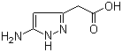 CAS # 174891-10-2, (5-Aminopyrazol-3-yl)acetic acid, 5-Amino-1H-pyrazol-3-ylacetic acid, 5-Amino-1H-pyrazole-3-acetic acid