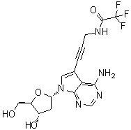 structure of CAS# 178420-75-2, N-[3-[4-氨基-7-(2-脱氧-beta-D-赤式-呋喃戊糖基)-7H-吡咯并[2,3-d]嘧啶-5-基]-2-丙炔-1-基]-2,2,2-三氟乙酰胺