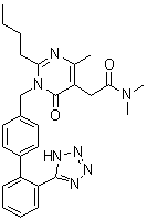 structure of CAS# 178554-19-3, 2-丁基-1,6-二氢-N,N,4-三甲基-6-氧代-1-[[2'-(1H-四唑-5-基)[1,1'-联苯]-4-基]甲基]-5-嘧啶乙酰胺