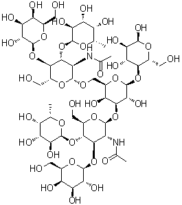 CAS 登录号：178555-60-7, O-6-脱氧-alpha-L-吡喃半乳糖基-(1→3)-O-[beta-D-吡喃半乳糖基-(1→4)]-O-2-(乙酰氨基)-2-脱氧-beta-D-吡喃葡萄糖基-(1→6)-O-[O-6-脱氧-alpha-L-吡喃半乳糖基-(1→4)-O-[beta-D-吡喃半乳糖基-(1→3)]-2-(乙酰氨基)-2-脱氧-beta-D-吡喃葡萄糖基-(1→3)]-O-beta-D-吡喃半乳糖基-(1→4)-alpha-D-吡喃葡萄糖