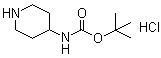 structure of CAS# 179110-74-8, Piperidin-4-ylcarbamic acid tert-butyl ester monohydrochloride