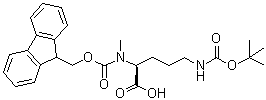 structure of CAS# 1793105-28-8, N5-[(1,1-二甲基乙氧基)羰基]-N2-[(9H-芴-9-基甲氧基)羰基]-N2-甲基-L-鸟氨酸