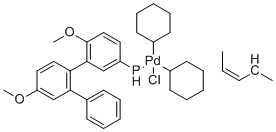 structure of CAS# 1798781-99-3, [(1,2,3-η)-2-丁烯-1-基]氯[二环己基(2',6'-二甲氧基[1,1'-联苯]-2-基)膦-κP]钯
