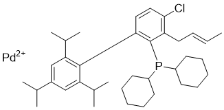 structure of CAS# 1798782-02-1, Chloro(crotyl)(2-dicyclohexylphosphino-2',4',6'-triisopropyl-1,1'-biphenyl) palladium(II)