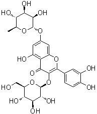 structure of CAS# 18016-58-5, 槲皮素 3-葡糖苷 7-鼠李糖苷