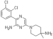 structure of CAS# 1801747-42-1, 6-(4-氨基-4-甲基-1-哌啶基)-3-(2,3-二氯苯基)-2-吡嗪胺
