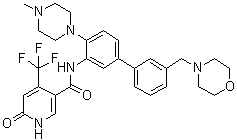structure of CAS# 1801787-56-3, 1,6-二氢-N-[4-(4-甲基-1-哌嗪基)-3'-(4-吗啉基甲基)[1,1'-联苯]-3-基]-6-氧代-4-(三氟甲基)-3-吡啶甲酰胺