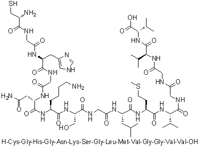 CAS # 1802078-22-3, L-Cysteinylglycyl-L-histidylglycyl-L-asparaginyl-L-lysyl-L-serylglycyl-L-leucyl-L-methionyl-L-valylglycylglycyl-L-valyl-L-valine