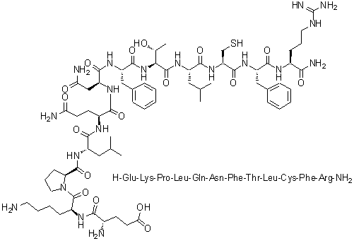 CAS # 180387-75-1, L-alpha-Glutamyl-L-lysyl-L-prolyl-L-leucyl-L-glutaminyl-L-asparaginyl-L-phenylalanyl-L-threonyl-L-leucyl-L-cysteinyl-L-phenylalanyl-L-argininamide