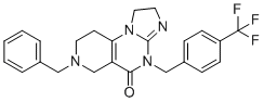 structure of CAS# 1807861-48-8, 2,4,6,7,8,9-六氢-7-(苯基甲基)-4-[[4-(三氟甲基)苯基]甲基]咪唑并[1,2-a]吡啶并[3,4-e]嘧啶-5(1H)-酮