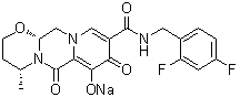 CAS 登录号：1809261-48-0, (4R,12aR)-N-[(2,4-二氟苯基)甲基]-3,4,6,8,12,12a-六氢-7-羟基-4-甲基-6,8-二氧代-2H-吡啶并[1',2':4,5]吡嗪并[2,1-b][1,3]恶嗪-9-甲酰胺钠盐