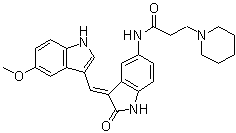 structure of CAS# 181223-80-3, N-[2,3-二氢-3-[(5-甲氧基-1H-吲哚-3-基)亚甲基]-2-氧代-1H-吲哚-5-基]-1-哌啶丙酰胺