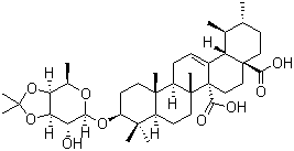 CAS 登录号：182132-59-8, (3beta)-3-[[6-去氧-3,4-O-(1-甲基亚乙基)-beta-D-吡喃半乳糖基]氧基]乌苏-12-烯-27,28-二酸