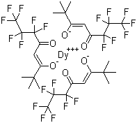 structure of CAS# 18323-98-3, 三(1,1,1,2,2,3,3-七氟-7,7-二甲基-4,6-辛二酮酸)镝