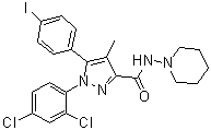 CAS 登录号：183232-66-8, 1-(2,4-二氯苯基)-5-(4-碘苯基)-4-甲基-N-1-哌啶基-1H-吡唑-3-甲酰胺